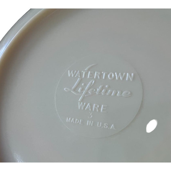 Vintage MCM Watertown Lifetime WARE Saucer Set 6 Blue Pink Yellow White Retro - Picture 6 of 7